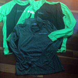 Garden MENS tshirt/quarter zip  bundle, good cond green all smalls cotton/poly